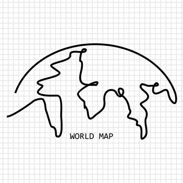 World Map Hand Drawing Single One Line — Stock Vector