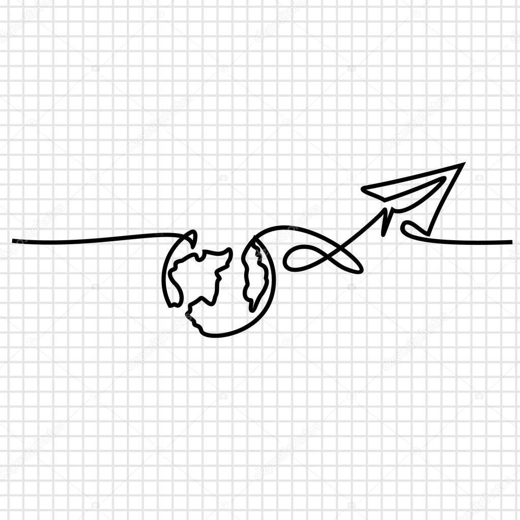 Hand drawing single one line of, World Tourism Day