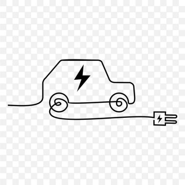 Elektrikli araba, bir çizgi çizme vektörü