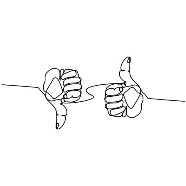 Великий Палець Вгору Вниз Вектор Малювання Однієї Лінії — стоковий вектор