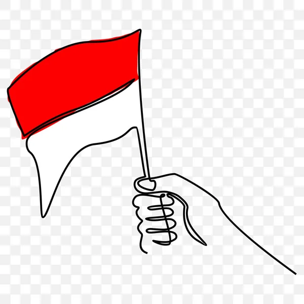 Indonesië Onafhankelijkheidsdag Augustus Een Lijn Tekening Vector — Stockvector
