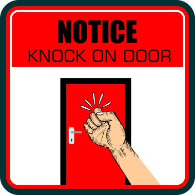 Dikkat et, kapıyı çal, etiket vektörü