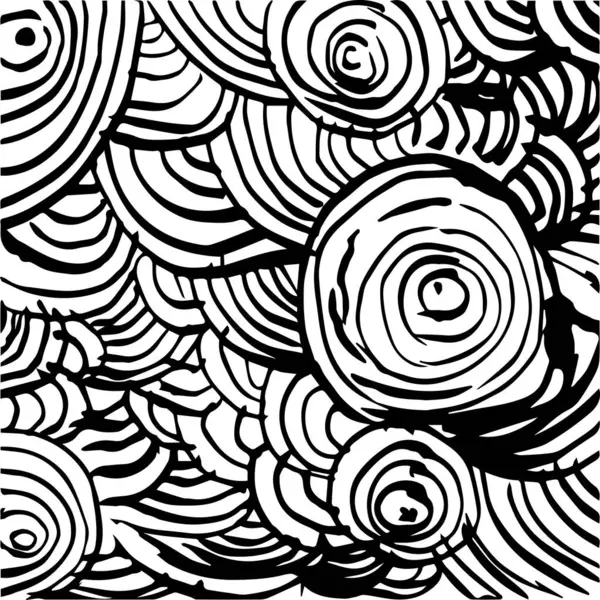 Tangled Spirals Black White Seamless Pattern — Stock Vector