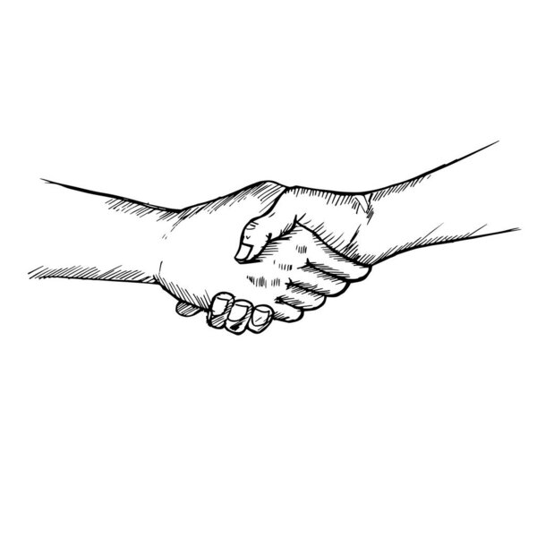 handshake between two people, doodle vector