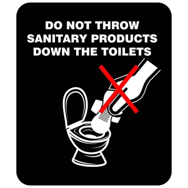 Hijyenik ürünleri tuvalete atma, vektörü imzala.