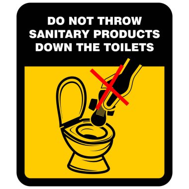 Hijyenik ürünleri tuvalete atma, vektörü imzala.