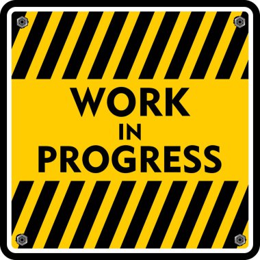 Çalışma devam ediyor, yapım aşamasında, tahta ve imza vektörü