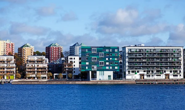 Estocolmo Suécia Outubro 2022 Vista Cidade Lago Hammarby — Fotografia de Stock