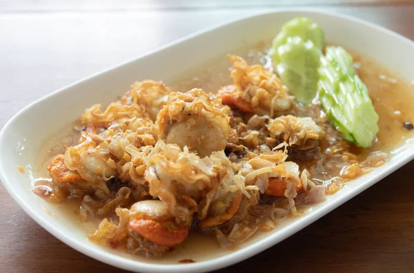 Gebratene Auster Mit Knoblauch Thai Essen — Stockfoto