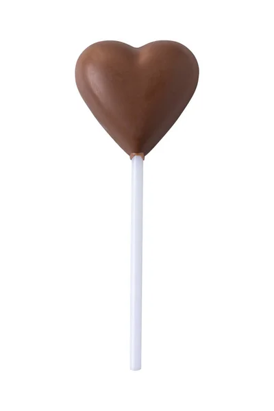 Cuore Cioccolato Lecca Lecca Isolato Uno Sfondo Bianco — Foto Stock
