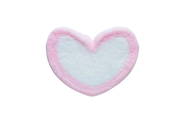 Marshmellow Cuore Rosa Isolato Uno Sfondo Bianco — Foto Stock