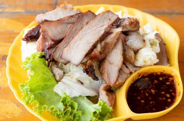 Grillezett Sertéshús Thai Fűszeres Szósszal Thai Étel — Stock Fotó