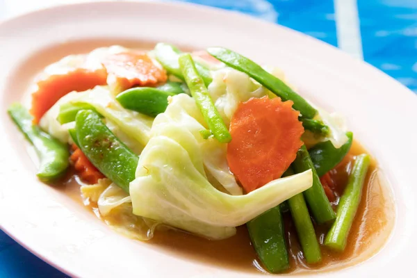 Gebratenes Gemischtes Gemüse Auf Teller Rühren Chinesische Lebensmittel — Stockfoto
