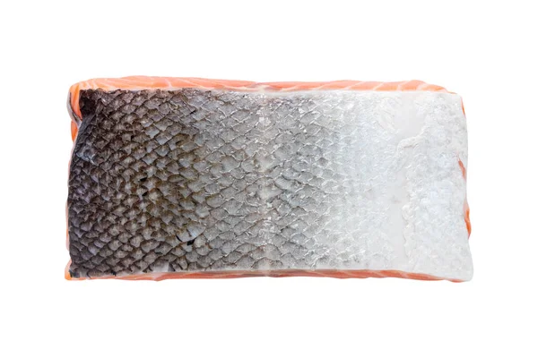 Top View Raw Salmon Skin Isolated White Background — Stock Photo, Image