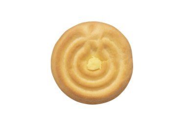 Top view of cream-filled vanilla cookie isolated on a white backbround clipart