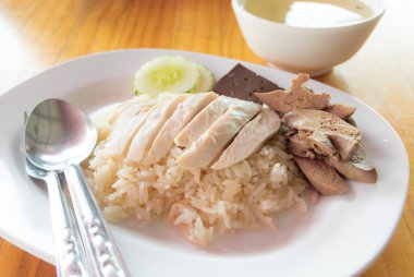 Hainanese Chicken Rice With Chicken LiverOn Dish clipart