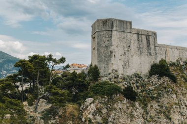 Amazing view of Dubrovnik old town from the hill. Travel destination in Croatia.