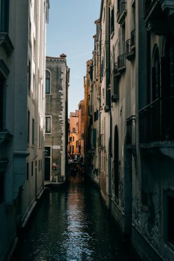 Venedik 'in eski kasaba ve kanalının muhteşem manzarası. İtalya 'da seyahat hedefi.