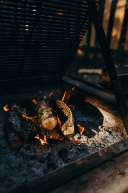 Arka bahçede BBC için yanan ızgarayı ateşe verin..