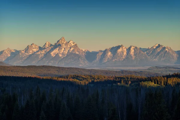 Οροσειρά Του Εθνικού Πάρκου Grand Teton Φωτογραφίζεται Κατά Διάρκεια Μιας — Φωτογραφία Αρχείου