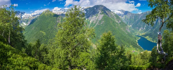 Balestrand Norwegia Czerwca 2023 Widok Panoramiczny Klifu Widokiem Pasmo Górskie — Zdjęcie stockowe