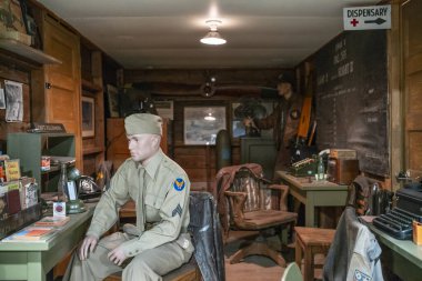 Vincennes, IN, ABD, 7 Mart 2024: Indiana Askeri Müzesi ABD 'deki en iyi ve en kapsamlı askeri hatıra koleksiyonlarından birine ev sahipliği yapmaktadır.. 