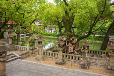 Osaka, Japonya - 25 Haziran 2024: Sumiyoshi Büyük Tapınağı, Sumiyoshi-ku 'da bir Shinto tapınağıdır ve Sumiyoshi tapınaklarının ana tapınağıdır..