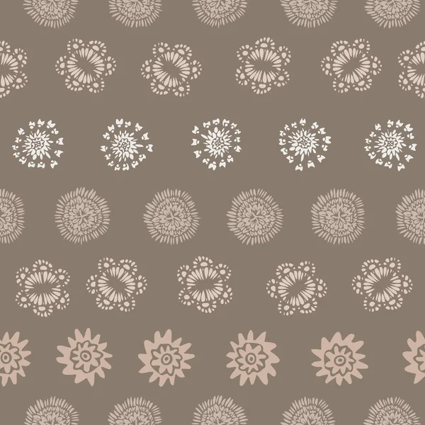 Filas Mandalas Florales Patrón Vectorial Sin Costuras Colores Neutros Apagados — Archivo Imágenes Vectoriales