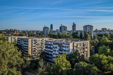 Belgrad 'ın çatılarının panoramik fotoğrafı