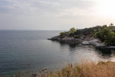 Spathies plajı Sithonia, Halkidiki, Yunanistan