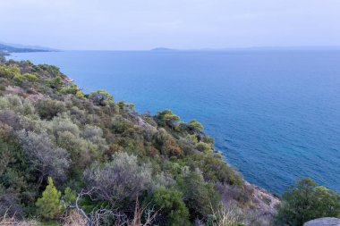 Sahilde gün batımı, Halkidiki, Yunanistan