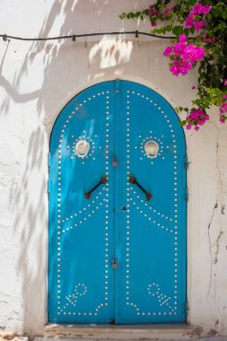 Desenli ve fayanslı geleneksel kapı, Houmt Souk, Tunus, Afrika