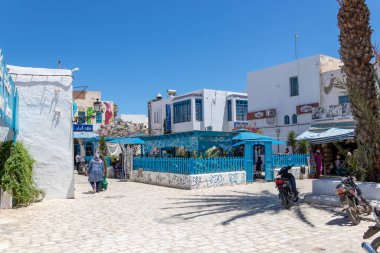 HOUMT SOUK, TUNISIA - JUNE 27, 2023: the marketplace in the city of Houmt Souk in Djerba, Tunisia clipart