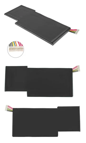 笔记本电脑用电池 计算机用的零件 独立在白色背景上 — 图库照片