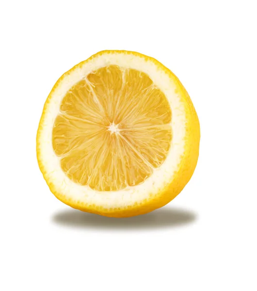 Mogen Citron Halv Skuren Isolerad Vit Bakgrund — Stockfoto
