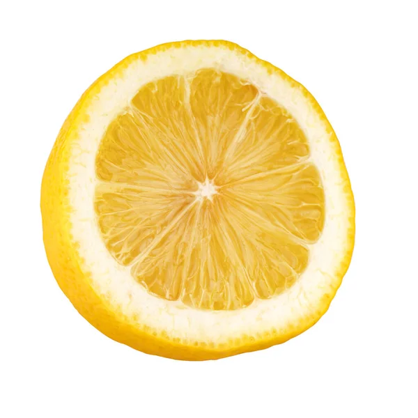 熟したレモンの半分を切り取り白い背景に隔離し — ストック写真