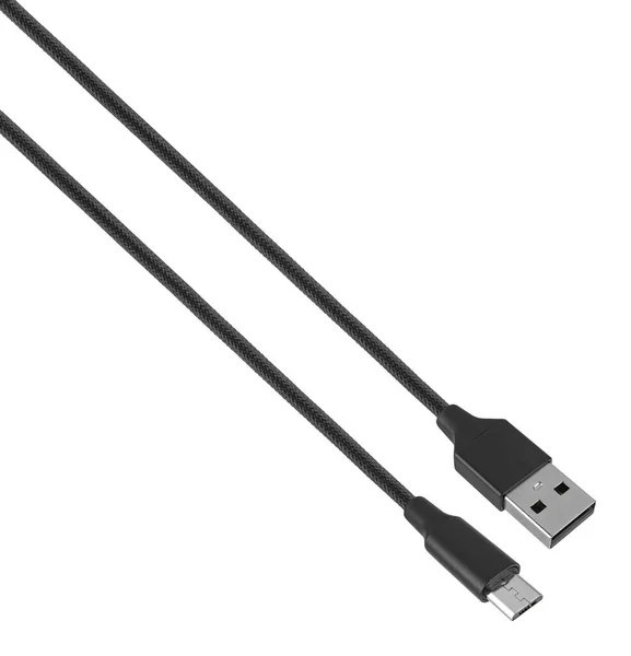 Kabel Mit Usb Anschluss Microusb Isoliert Auf Weißem Hintergrund — Stockfoto