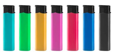 lighter on a gas, collage on a white background in isolation