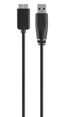 USB 3.0 Micro-B and USB cable on white background