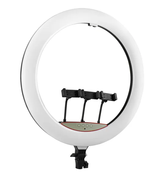 Yüzük Selfie Lambası Telefon Tutucusu Izolasyon Beyaz Arka Plan — Stok fotoğraf