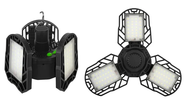 LED flashlight, battery-powered, on white background in insulation