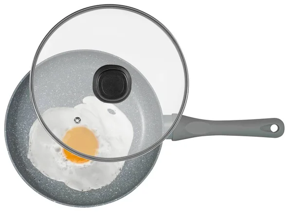 Scrambled Eggs Frying Pan White Background Isolation — Stock Photo, Image