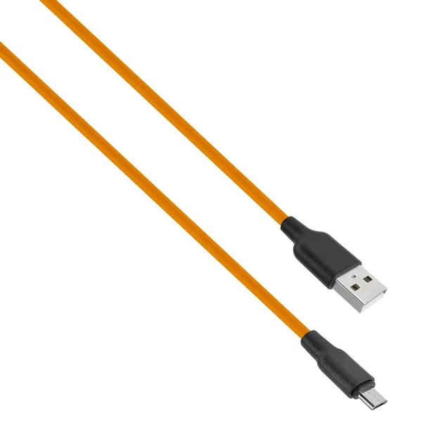 Kabel Mit Usb Und Micro Usb Anschluss Auf Weißem Hintergrund — Stockfoto