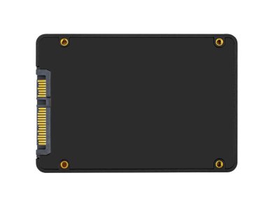 İzolasyonda beyaz arkaplanda SSD sürücüsü ve dijital veri depolama
