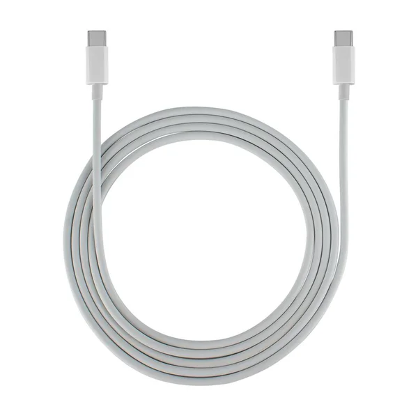 Cable Retorcido Con Conectores Tipo Aislados Sobre Fondo Blanco — Foto de Stock