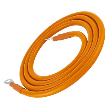 Metal lensli elektrik kablosu, beyaz arkaplanda yalıtılmış.