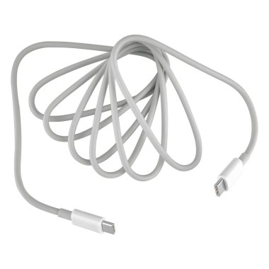 Kablo ve tip-C konnektörü beyaz arkaplan üzerinde beyaz renklidir