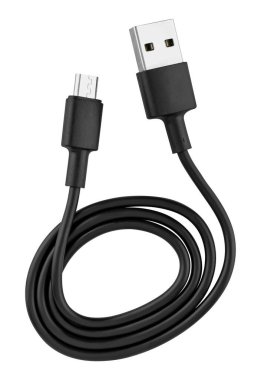 Beyaz arkaplanda USB ve mikro USB kablo ve bağlantı