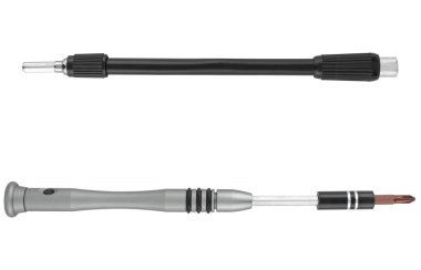 Tornavida, bit tutucu, araç, beyaz arkaplan üzerinde izole