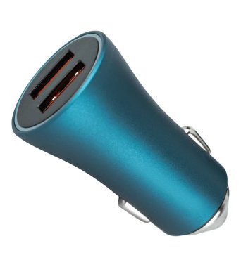 Araba sigara çakmağı güç adaptörü, beyaz arka plandaki tablet telefon için izolasyon